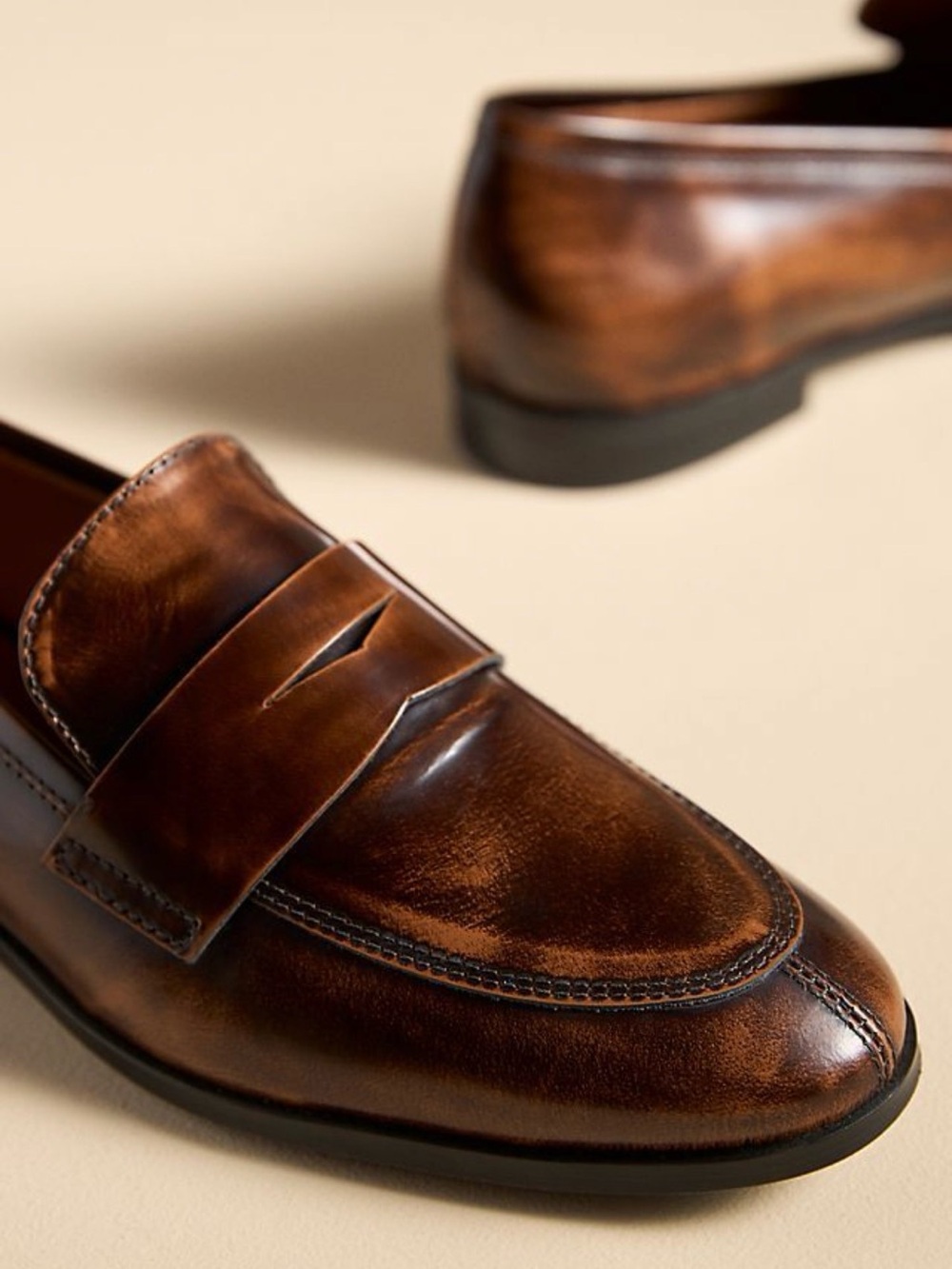 Anthropologie Maeve Classic Brown Leather Loafers EU 37 US 6.5-7